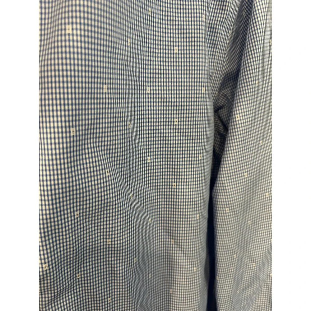 Banana Republic Dress Shirt Blue Gingham Grant Fit Non-Iron Tall L Tall Mens
